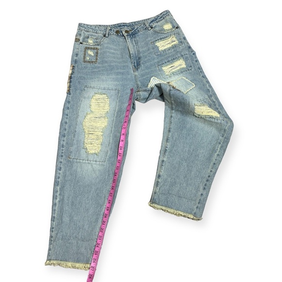 Jaded Gypsy Evening Meadow boho patchwork denim miner jeans size S/M - Picture 3 of 5